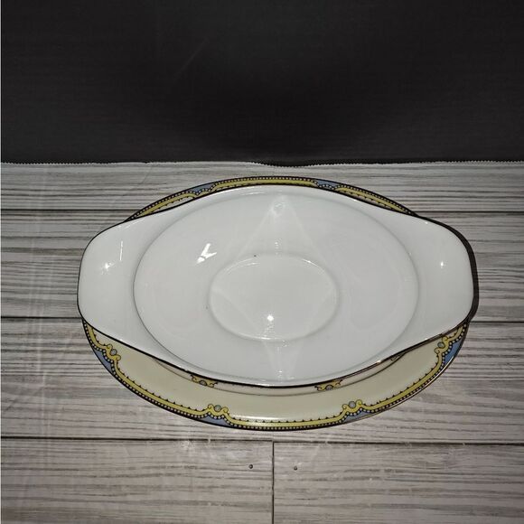 Noritake Morimura Hand Painted Nippon Cornwall Kitchen Gravy Boat & Underplate - Picture 2 of 9